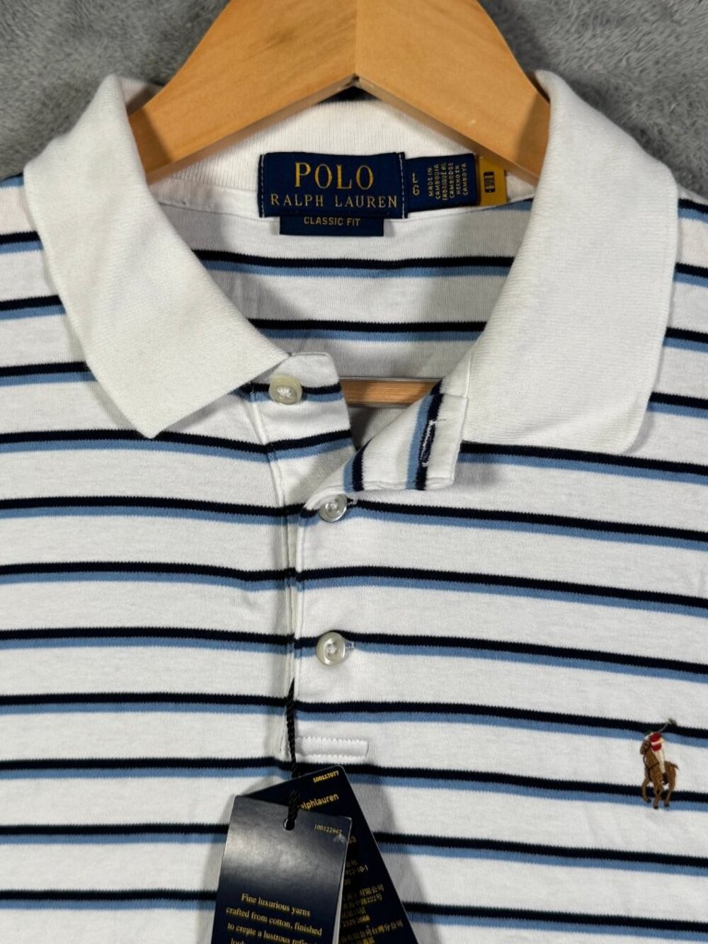 Polo Ralph Lauren Shirt Mens L Blue Striped Short Sleeve Classic Fit Soft $120